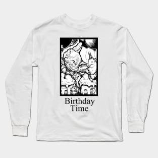 Cat and Mouse Birthday - Birthday Time - Black Outlined Version Long Sleeve T-Shirt